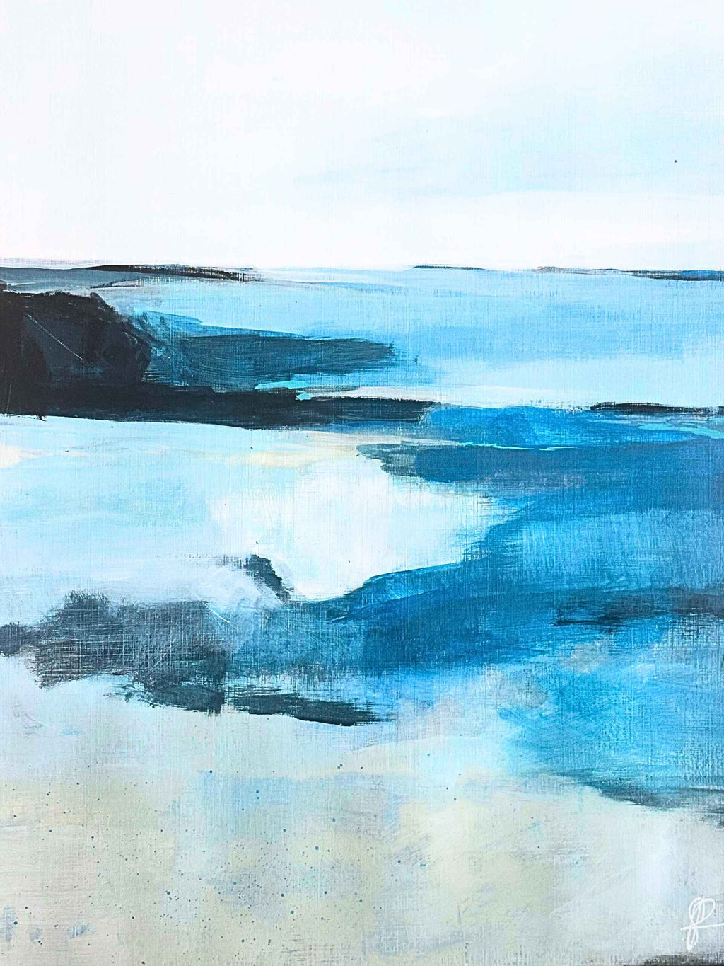 Be Still Triptych Coastal Abstract Landscape