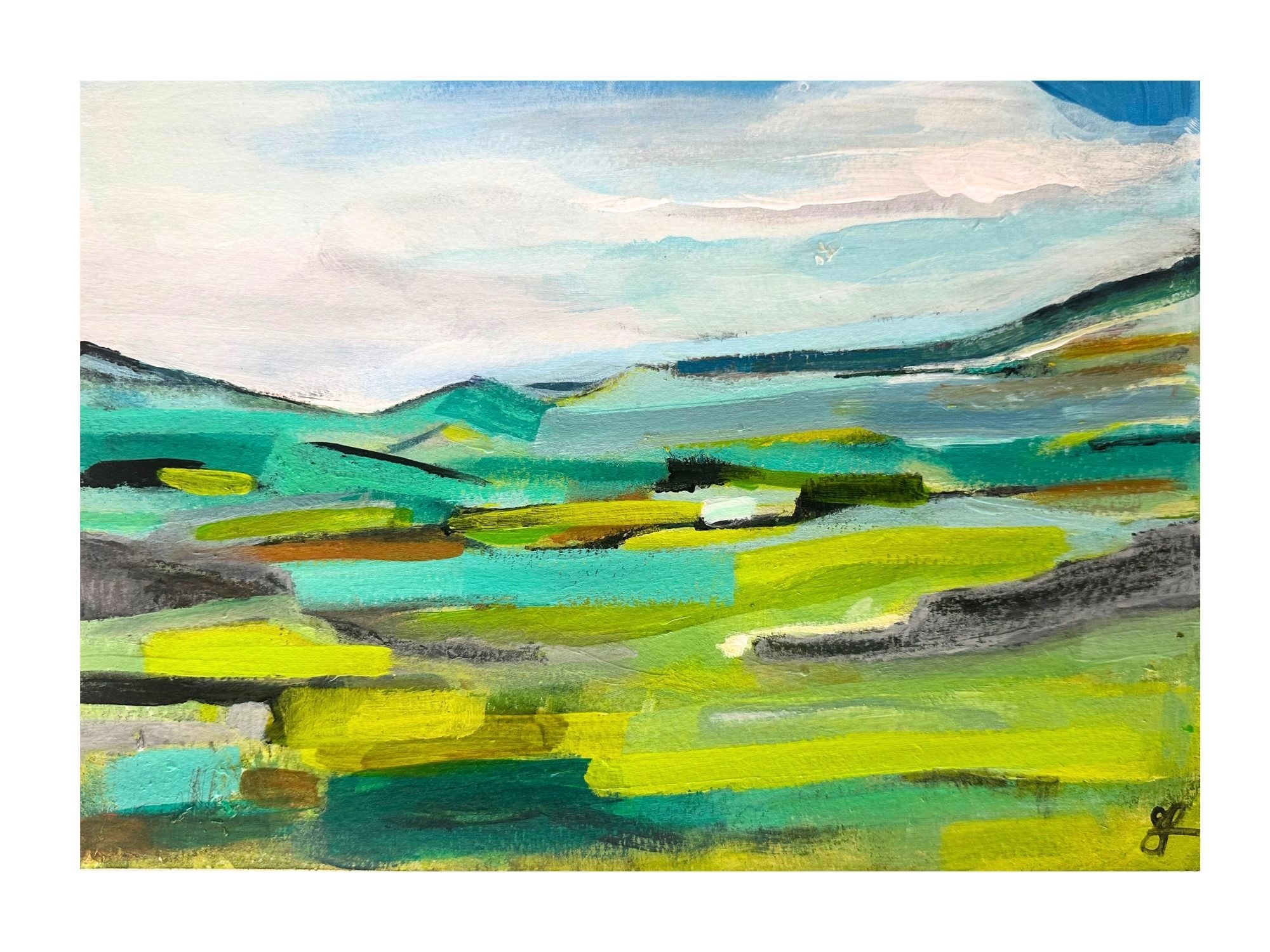 Into the Green Valley  no.1 | Original Abstract Landscape Painting