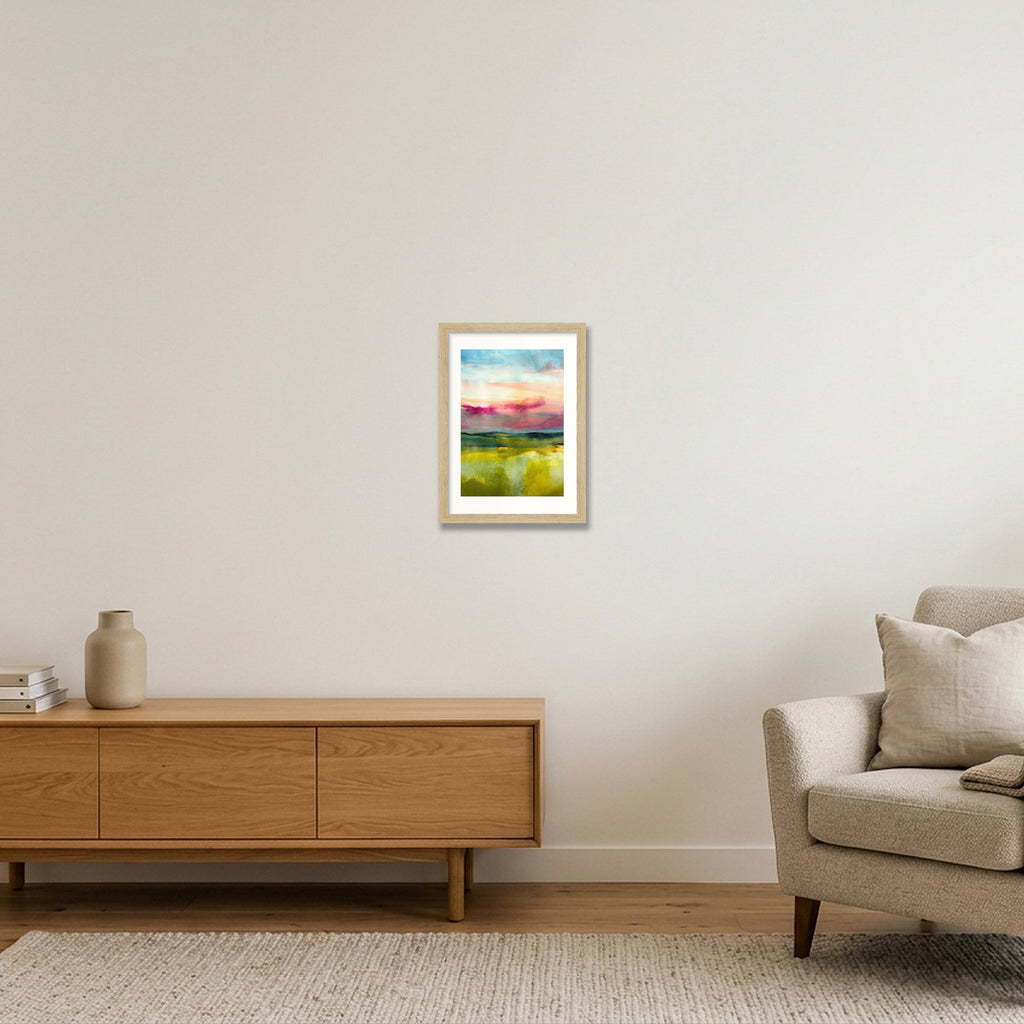 Memory of the Light- Abstract Landscape- Sarah Pittaway — A4 (21×30cm, 8×12") Oak Frame