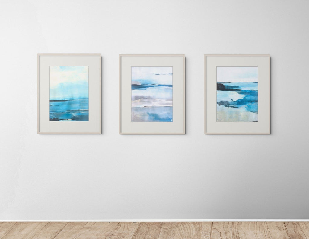 Be Still Triptych Coastal Abstract Landscape