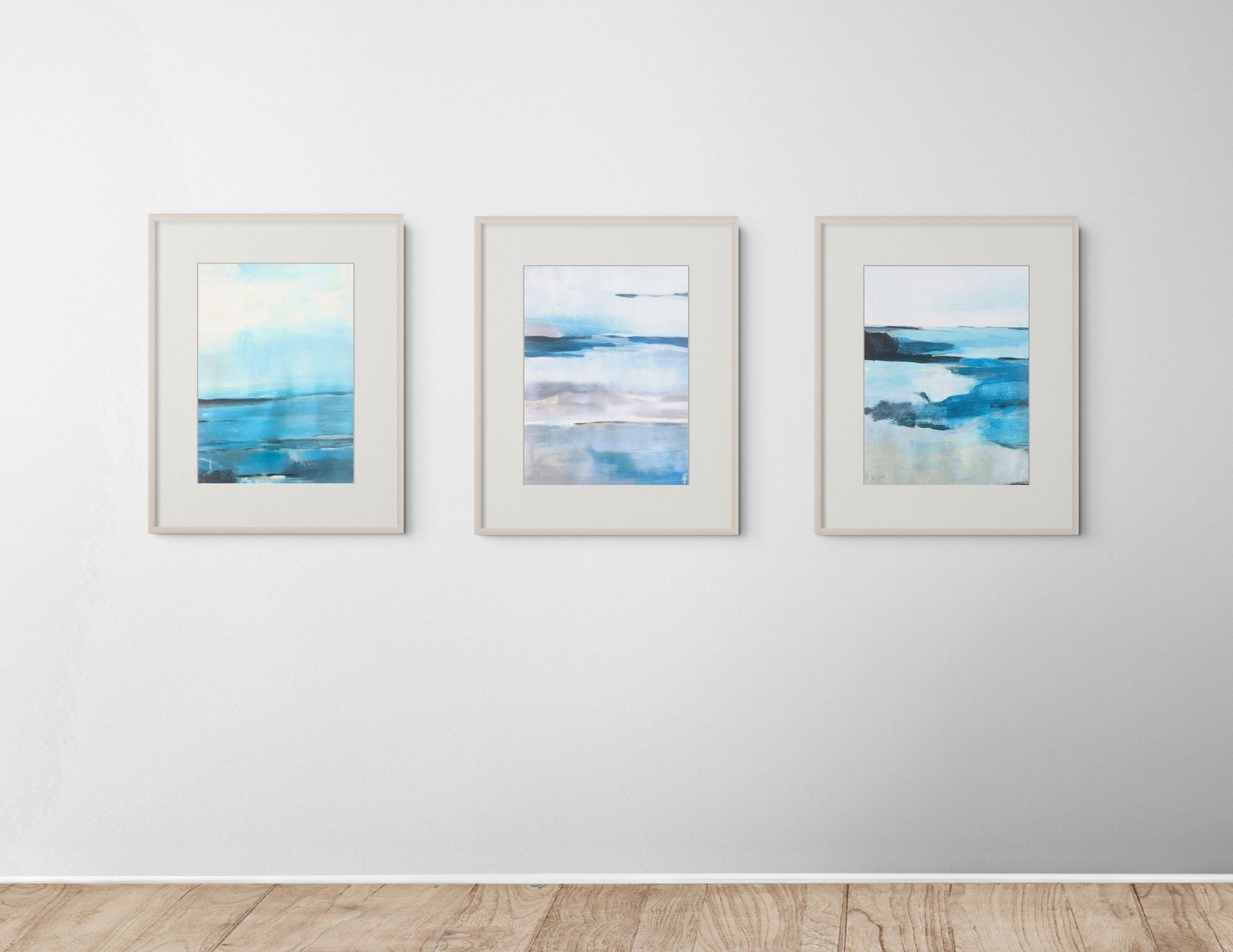 Be Still Triptych Coastal Abstract Landscape